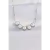 316L Çelik Zincir Gümüş Renk Sıralı İnci Taşlı Kolye