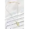 316L Çelik Zirkon Taşlı Ay Ve Güneş Model Gold Renk Kadın Kolye