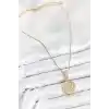 316L Çelik Zirkon Taşlı Çember Model Gold Renk Kadın Kolye