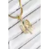 316L Çelik Zirkon Taşlı Melek Model Gold Renk Kadın Kolye
