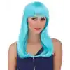 Açık Mavi Renk Uzun Düz Parti Peruğu