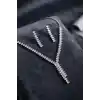 Arpa Zirkon Taşlı Su Yolu Kolye ve Küpe Set