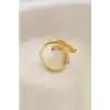 Ayarlamalı Gold Renk Metal Zirkon Taşlı Kanat Yüzük