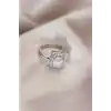 Ayarlamalı Silver Renk Metal Zirkon ve Kristal Taşlı Dikdörtgen Model Yüzük