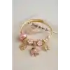 Balık Charmlı Pembe Renk Gold Bileklik