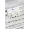 Beyaz Renk Kristal Taşlı Çiçek Model Kadın Küpe