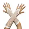 Beyaz Renk Parmak Arası File Örgü Eldiven 26 cm