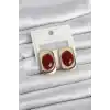 Bordo Renk Kare Model Vintage Kadın Küpe
