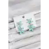 Buz Mavisi Kristal Çiçek Küpe