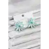 Buz Mavisi Kristal Taşlı Lotus Model Kadın Küpe