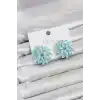 Buz Mavisi Renk Kristal Taşlı Çiçek Model Kadın Küpe