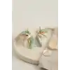 Buz Mavisi Renk Lotus Yaprak Model Kadın Küpe