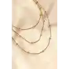 Çelik Altın Renkli Topçuk Tasarımlı Çoklu Kolye