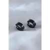 Çelik Siyah Renk Sıkıştırmalı Erkek Küpe