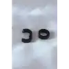 Çelik Siyah Renk Sıkıştırmalı Erkek Küpe