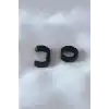 Çelik Siyah Renk Sıkıştırmalı Erkek Küpe
