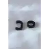Çelik Siyah Renk Sıkıştırmalı Erkek Küpe