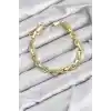 CM Kalın Zincir Model Gold Renk Pirinç Kadın Bileklik
