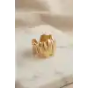 Damla Dilimli Gövde Gold Renk Bohem Yüzük