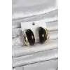 Damla Model Siyah Vintage Gold Renk Kadın Küpe