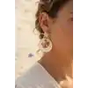 Deniz Yıldızı ve Yengeç Figürlü Sedef Görünümlü Sallantılı Küpe