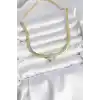 Ezme Zincir Model Zirkon Taşlı VIP Seri Gold Renk Kadın Kolye