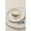 Geyik Model Gold Renk Mavi Charmlı Bileklik