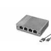 Gigabit Ethernet Switch 5 Port Type C Güç Girişli Gri HDX1414