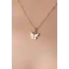 Gold Beyaz Renk Kelebek Figür Kadın Kolye