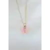 Gold Kaplama Pembe Sedefli Kelebek Kolye