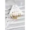 Gold Renk 6 Çiftli Pirinç Kadın Küpe Seti