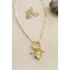 Gold Renk Ataç Zincir Yonca Model Kadın Kolye