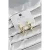 Gold Renk Eğik Halka Model Pirinç Kadın Küpe