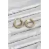 Gold Renk Full Zirkon Taşlı Halka Kadın Küpe