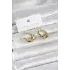 Gold Renk Kare Halka Model Kadın Küpe