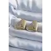 Gold Renk Kırık Kalp Model Pirinç Kadın Küpe
