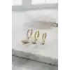 Gold Renk Kutup Yıldız Model 3 lü Küpe Seti
