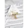 Gold Renk Pirinç Kadın 6 Çift Küpe Seti