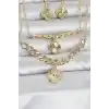Gold Renk Pirinç Kolye Bileklik ve Küpe Seti