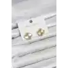 Gold Renk Pirinç Yonca Model Kadın Küpe