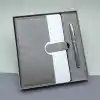 Gri Kutulu Deri Defter Roller Kalem Set