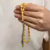 Gümüş 1000 Ayar Kazaz Püsküllü Sıkma Kehribar Tesbih