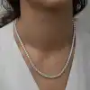 Gümüş 4 mm Beyaz Taşlı Su Yolu Kadın Kolye