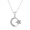 Gümüş Ay Yıldız Bayan Kolye