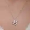 Gümüş Baget Taşlı Çiçek Kadın Kolye