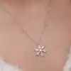Gümüş Baget Taşlı Çiçek Kadın Kolye