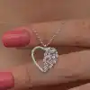 Gümüş Baget Taşlı Kalp Kadın Kolye
