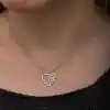 Gümüş Baget Taşlı Kalp Kadın Kolye