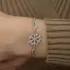 ​Gümüş Baget Taşlı Kar Tanesi Bileklik