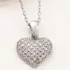 Gümüş Bombeli Kalp Kadın Kolye